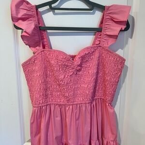 Abercrombie & Fitch Ruffle Strap Smocked Midi Dress